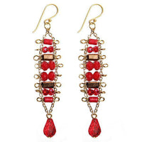 Load image into Gallery viewer, Brass Glaskristall Ohrringe gold rot koralle kupfer Tropfen lang Ohrhänger Ethno Designer - chic-net.de
