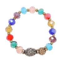 Load image into Gallery viewer, Brass Glitzerkugel Armband golden Kristalle bunt Ornament silber verstellbar - chic-net.de
