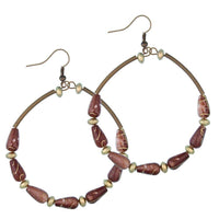 Load image into Gallery viewer, Brass gold braun Perlen Ohrringe Kupferohrhänger nickelfrei Damenschmuck - chic-net.de
