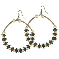 Load image into Gallery viewer, Brass gold grüne Perlen Kokosholz Ohrhänger nickelfrei Schmuck Damenohrringe - chic-net.de
