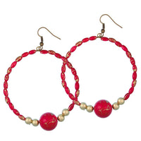 Load image into Gallery viewer, Brass gold rot marmoriert Perlen Kugel Ohrringe Kupfer Ohrhänger nickelfrei Damenschmuck - chic-net.de
