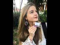 Cargar imagen en el visor de la galería, Brass golden blaue Ohrringe Emaille filigran Tropfen umgedreht Seile 6 cm - chic-net.de
