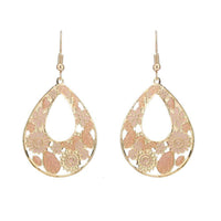 Load image into Gallery viewer, Brass golden rosa Ohrringe Emaille Tropfen Creolen Blumen 4 cm - chic-net.de
