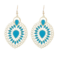 Load image into Gallery viewer, Brass golden türkise Ohrringe Emaille filigran Tropfen umgedreht Seile 6 cm - chic-net.de
