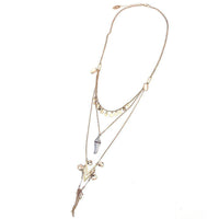 Cargar imagen en el visor de la galería, Brass Kette 3-Teilig goldfarben fein Stein blau schimmernd Plättchen rund Perlen ca 45 cm - chic-net.de
