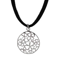 Load image into Gallery viewer, Brass Kette 43 cm Anhänger filigran Blumen 20 mm Karabiner verstellbar Lederband - chic-net.de
