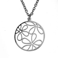 Load image into Gallery viewer, Brass Kette 62 cm Anhänger filigran Blumen 20 mm Karabiner nickelfrei silber - chic-net.de
