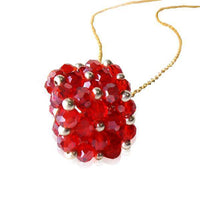 Cargar imagen en el visor de la galería, Brass Kette Glaskristalle Würfel rot facettiert silber nickelfrei Glitzer Schmuck - chic-net.de
