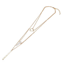 Load image into Gallery viewer, Brass Kette goldfarben dreiteilig Form Geometrisch Rechteck weißer Stein ca. 46cm Länge - chic-net.de
