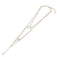 Load image into Gallery viewer, Brass Kette goldfarben dreiteilig Form Geometrisch Rechteck weißer Stein ca. 46cm Länge - chic-net.de
