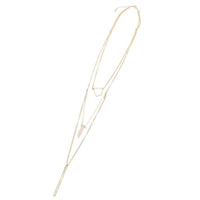 Cargar imagen en el visor de la galería, Brass Kette goldfarben fein Anhänger 3-Teilig geometrisch Stein weiß ca 45 cm - chic-net.de
