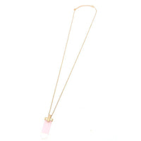 Cargar imagen en el visor de la galería, Brass Kette goldfarben fein Anhänger Stein rosa Rechteck mit Spitze Länge ca 45 cm - chic-net.de
