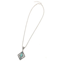 Cargar imagen en el visor de la galería, Brass Kette silbern Türkis Kristalle Stein Raute 44-48 cm Mandel - chic-net.de
