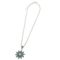 Load image into Gallery viewer, Brass Kette silbern Türkis Kristalle Stein Stern Blume 44-48 cm oxidiert - chic-net.de

