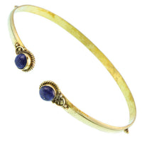 Load image into Gallery viewer, Brass Oberarmreif Punkte gold Lapis rund Seil Spiralbogen nickelfrei verstellbar Tribal Armreif - chic-net.de
