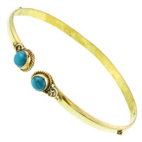 Load image into Gallery viewer, Brass Oberarmreif Punkte gold Türkis rund Seil Spiralbogen nickelfrei verstellbar Tribal Armreif - chic-net.de
