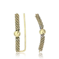 Load image into Gallery viewer, Brass Ohr Klemmen Manschetten Ohrklemme antik golden Messing Ear Climber Kugeln - chic-net.de
