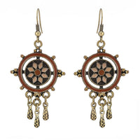 Load image into Gallery viewer, Brass Ohrringe antik golden Kreise Kugeln braun Anhänger - chic-net.de
