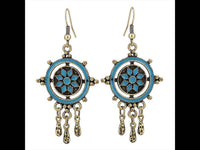 Cargar imagen en el visor de la galería, Brass Ohrringe antik golden Kreise Kugeln türkis Anhänger - chic-net.de

