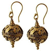 Load image into Gallery viewer, Brass Ohrringe antik golden Kugeln Creolen Spiralen Messing Ohrhänger - chic-net.de
