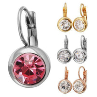 Load image into Gallery viewer, Brass Ohrringe Bügel Halbkugel Glaskristall facettiert nickelfrei gold rotgold silber - chic-net.de
