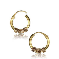 Load image into Gallery viewer, Brass Ohrringe Creolen antik golden Hoops zwei Größen - chic-net.de
