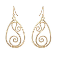 Cargar imagen en el visor de la galería, Brass Ohrringe goldfarben oval feine Spiralen antik glänzend - chic-net.de
