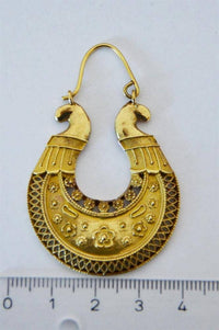 Load image into Gallery viewer, Brass Ohrringe goldfarben rund Ornament Blumen Muster Gitter Kugeln antik golden - chic-net.de
