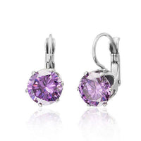 Load image into Gallery viewer, Brass Ohrringe Krone lila silber Glaskristall facettiert nickelfrei 10 mm Ohrhänger - chic-net.de
