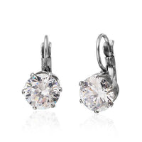 Load image into Gallery viewer, Brass Ohrringe Krone weiß silber Glaskristall facettiert nickelfrei 10 mm Ohrhänger - chic-net.de

