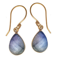 Cargar imagen en el visor de la galería, Brass Ohrringe mit Stein antik golden Tropfen oval rund Geige Messing Ohrhänger - chic-net.de
