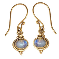 Cargar imagen en el visor de la galería, Brass Ohrringe mit Stein antik golden Tropfen oval rund Geige Messing Ohrhänger - chic-net.de
