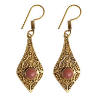 Cargar imagen en el visor de la galería, Brass Ohrringe mit Stein antik golden Tropfen oval rund Geige Messing Ohrhänger - chic-net.de
