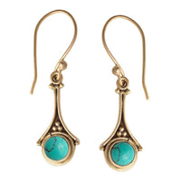 Cargar imagen en el visor de la galería, Brass Ohrringe mit Stein antik golden Tropfen oval rund Geige Messing Ohrhänger - chic-net.de

