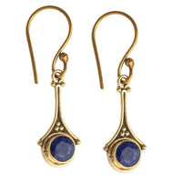 Cargar imagen en el visor de la galería, Brass Ohrringe mit Stein antik golden Tropfen oval rund Geige Messing Ohrhänger - chic-net.de
