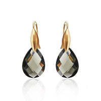 Cargar imagen en el visor de la galería, Brass Ohrringe Ohrhänger Mandel gold Glaskristall facettiert Tropfen nickelfrei Damen - chic-net.de
