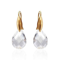 Cargar imagen en el visor de la galería, Brass Ohrringe Ohrhänger Mandel gold Glaskristall facettiert Tropfen nickelfrei Damen - chic-net.de
