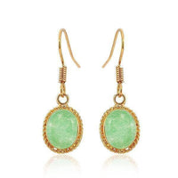 Cargar imagen en el visor de la galería, Brass Ohrringe Ohrhänger Ohrschmuck Damen Brasshänger Katzenauge eingefasst - chic-net.de
