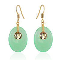 Cargar imagen en el visor de la galería, Brass Ohrringe Ohrhänger Ohrschmuck Damen Brasshänger Katzenauge oval - chic-net.de
