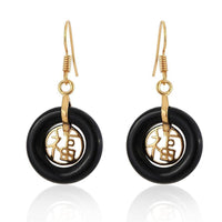 Cargar imagen en el visor de la galería, Brass Ohrringe Ohrhänger Ohrschmuck Damen Brasshänger Katzenauge rund - chic-net.de
