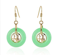 Cargar imagen en el visor de la galería, Brass Ohrringe Ohrhänger Ohrschmuck Damen Brasshänger Katzenauge rund - chic-net.de
