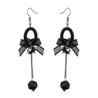 Load image into Gallery viewer, Brass Ohrringe silberfarben Oval schwarz Schleife Steine Anhänger Quadrat - chic-net.de
