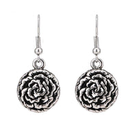 Cargar imagen en el visor de la galería, Brass Ohrringe silberfarben oxidiert rund Blüte klein - chic-net.de
