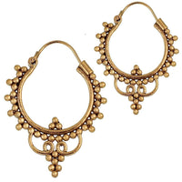 Load image into Gallery viewer, Brass Ohrringe Tribal Punkte Spiralbögen Spitze klein antik golden Messing - chic-net.de
