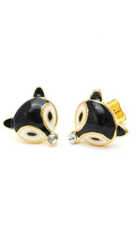 Load image into Gallery viewer, Brass Ohrstecker Fuchs Kristall 12 mm bunt gold Emaille nickelfrei Messing facettiert - chic-net.de
