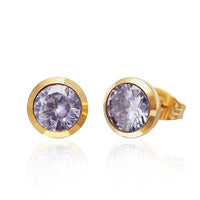 Load image into Gallery viewer, Brass Ohrstecker gold Glaskristall facettiert 10 mm rund nickelfrei rosa orange flieder lila - chic-net.de
