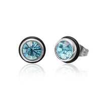 Cargar imagen en el visor de la galería, Brass Ohrstecker silber Gummi Ring Glaskristall facettiert 8mm rund bunt - chic-net.de
