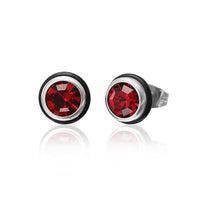 Cargar imagen en el visor de la galería, Brass Ohrstecker silber Gummi Ring Glaskristall facettiert 8mm rund bunt - chic-net.de
