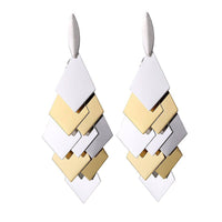 Cargar imagen en el visor de la galería, Brass Ohrstecker silberfarben und golden Rauten Anhänger glänzend - chic-net.de
