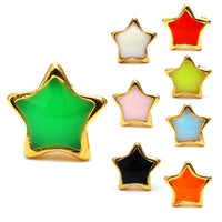 Cargar imagen en el visor de la galería, Brass Ohrstecker Stern 6 mm bunt gold Emaille nickelfrei Messing - chic-net.de
